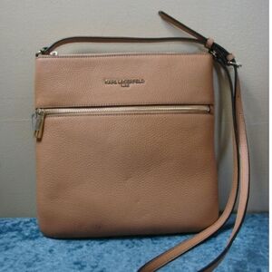 KARL LAGERFELD PARIS BOUQUET PEBBLED LEATHER CROSSBODY~Sand~NWT!!!